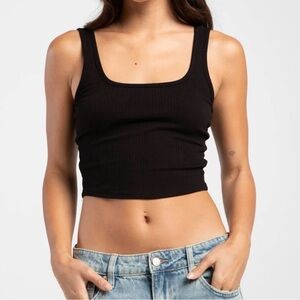 Black Ribbed Tank Top